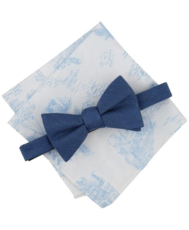 Bar Iii Mens Textured Bow Tie & Seaside Pocket Square Set, Created for Macys Product Image