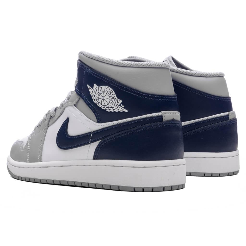 Air Jordan 1 Mid - White/Midnight Navy/Wolf Grey Male Product Image