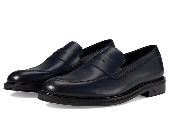 BOSS Larry Leather Loafer (Whale ) Men's Shoes Product Image