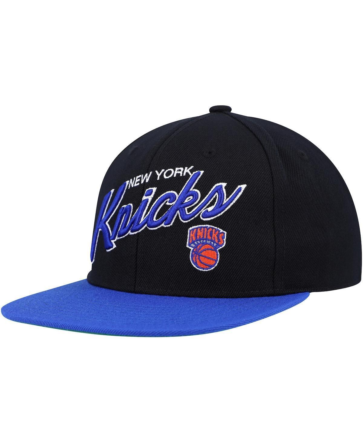 Mens Mitchell & Ness Black New York Knicks Team Script 2.0 Fitted Hat - Black Product Image