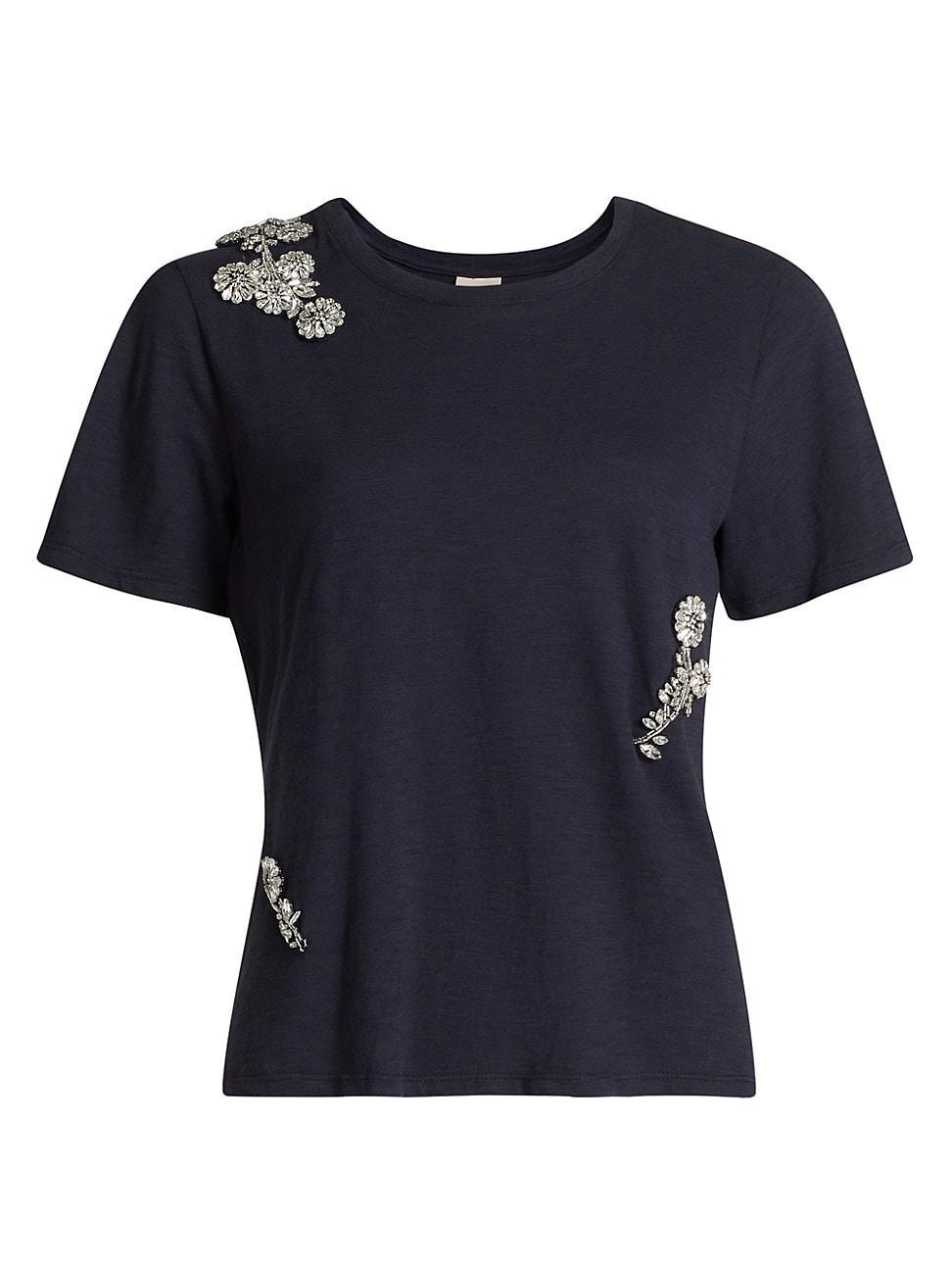 Womens Crystal Chrysanthemum Shrunken T-Shirt Product Image