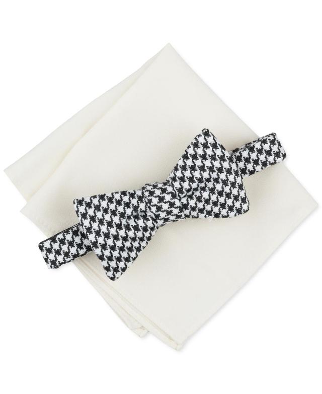 Bar Iii Mens Houndstooth Bow Tie & Solid Pocket Square Set, Created for Macys Product Image