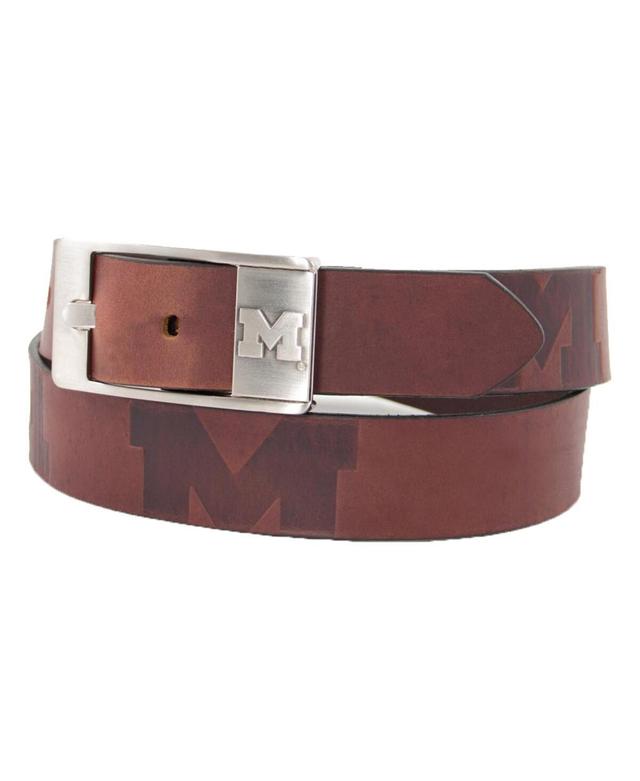 Mens Michigan Wolverines Brandish Leather Belt Brown Product Image