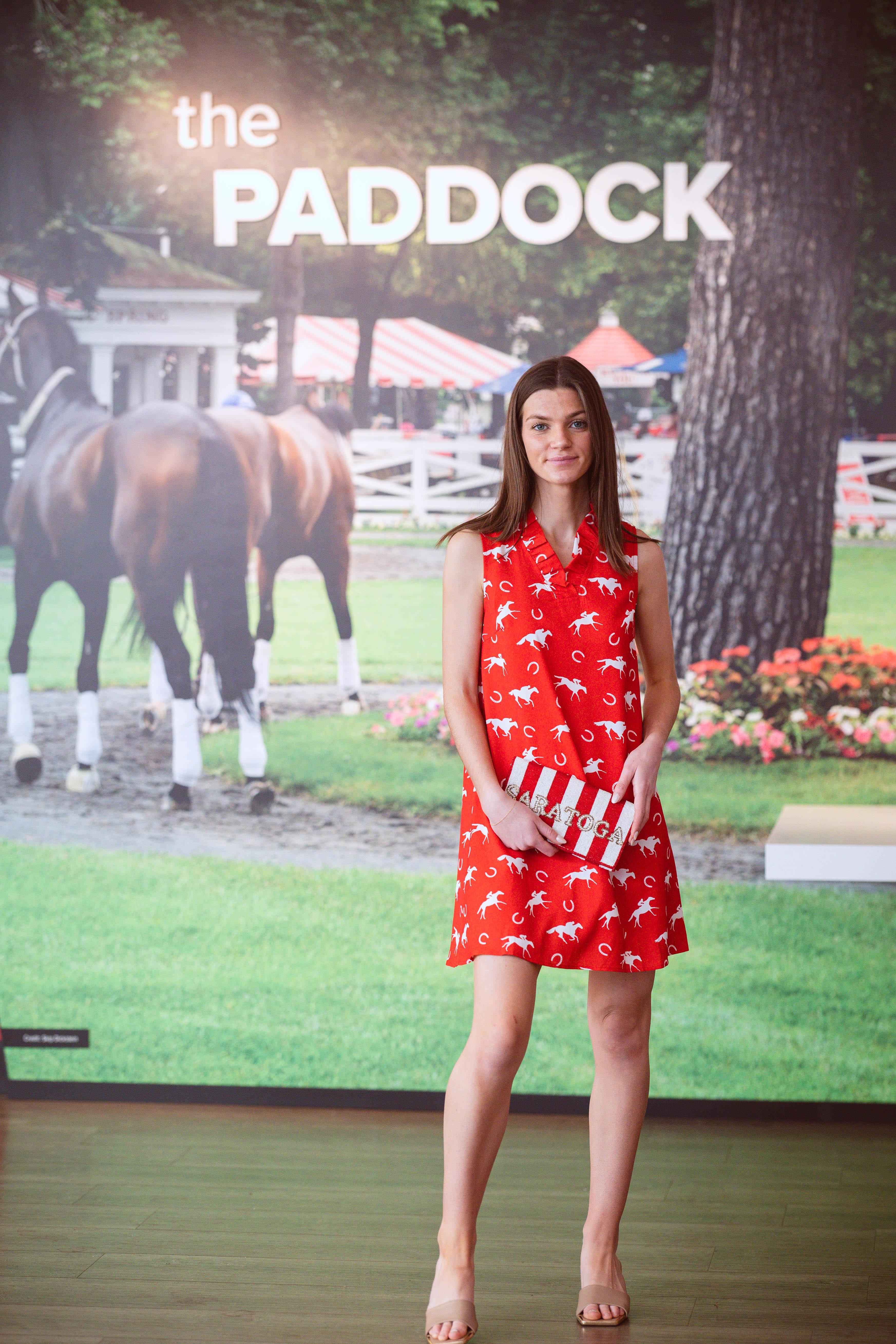 Red  Ruffle Horse Print Dress Product Image