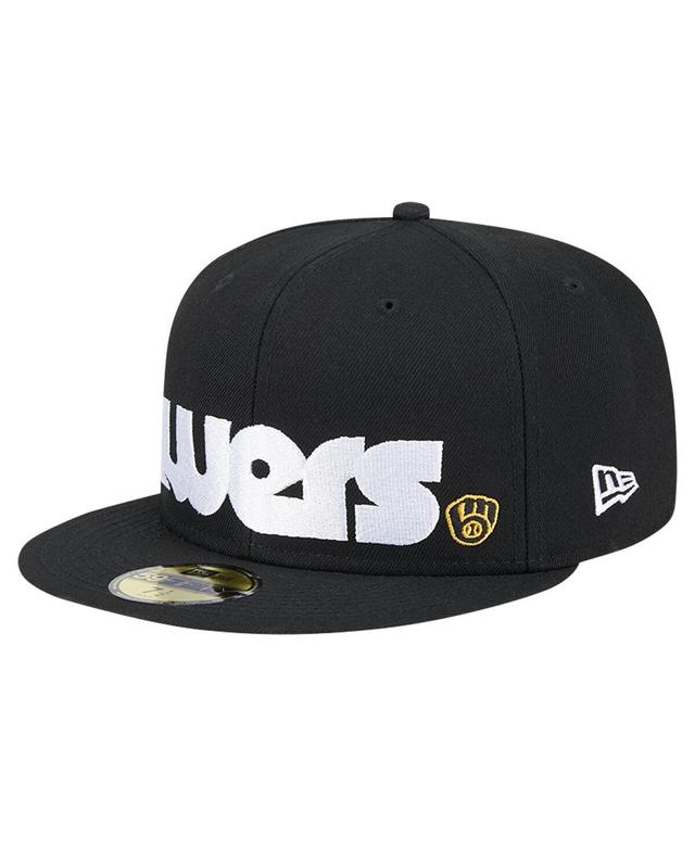 New Era Mens Black Milwaukee Brewers Checkered Undervisor 59FIFTY Fitted Hat Product Image