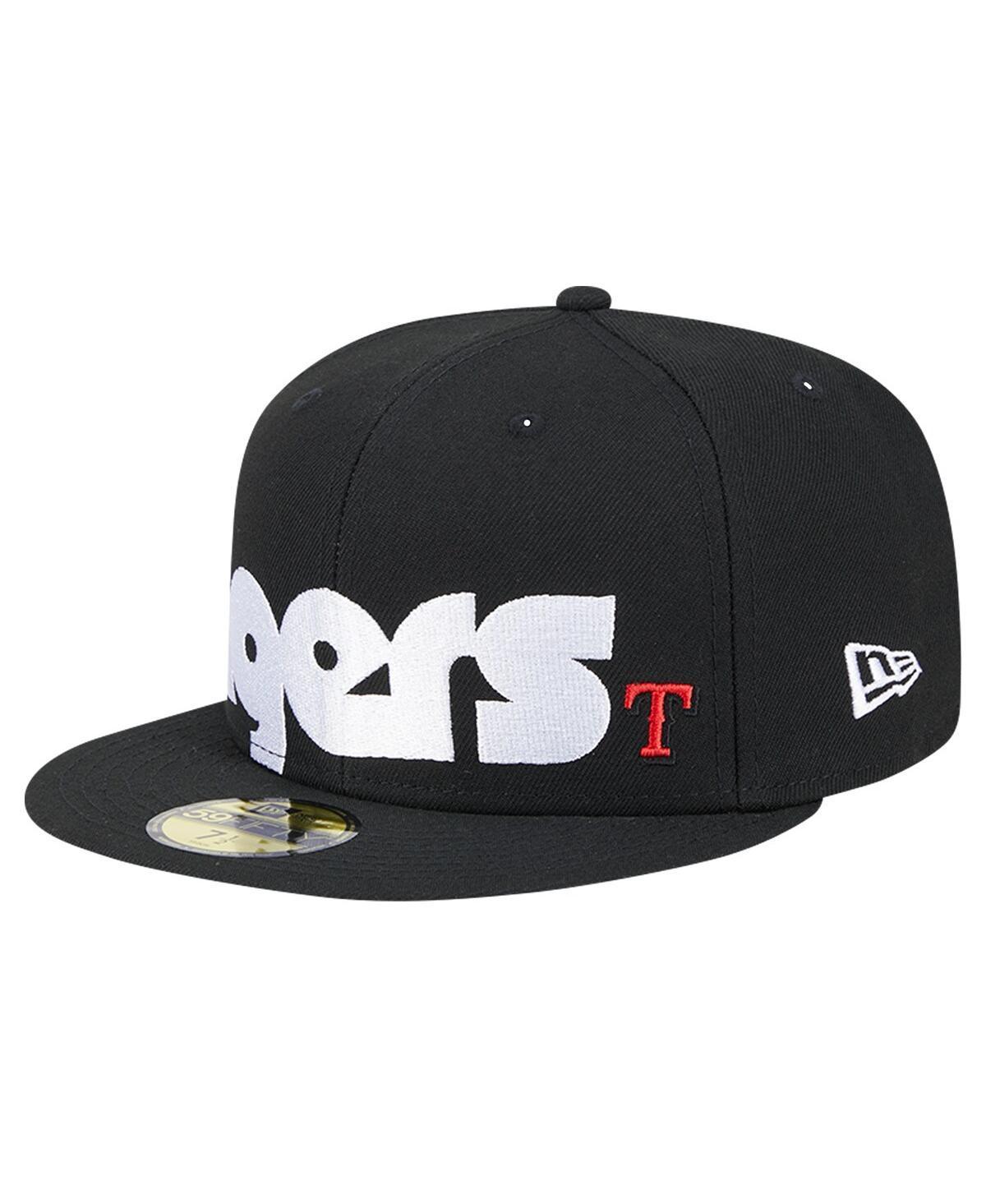 New Era Mens Black Texas Rangers Checkered Undervisor 59FIFTY Fitted Hat Product Image