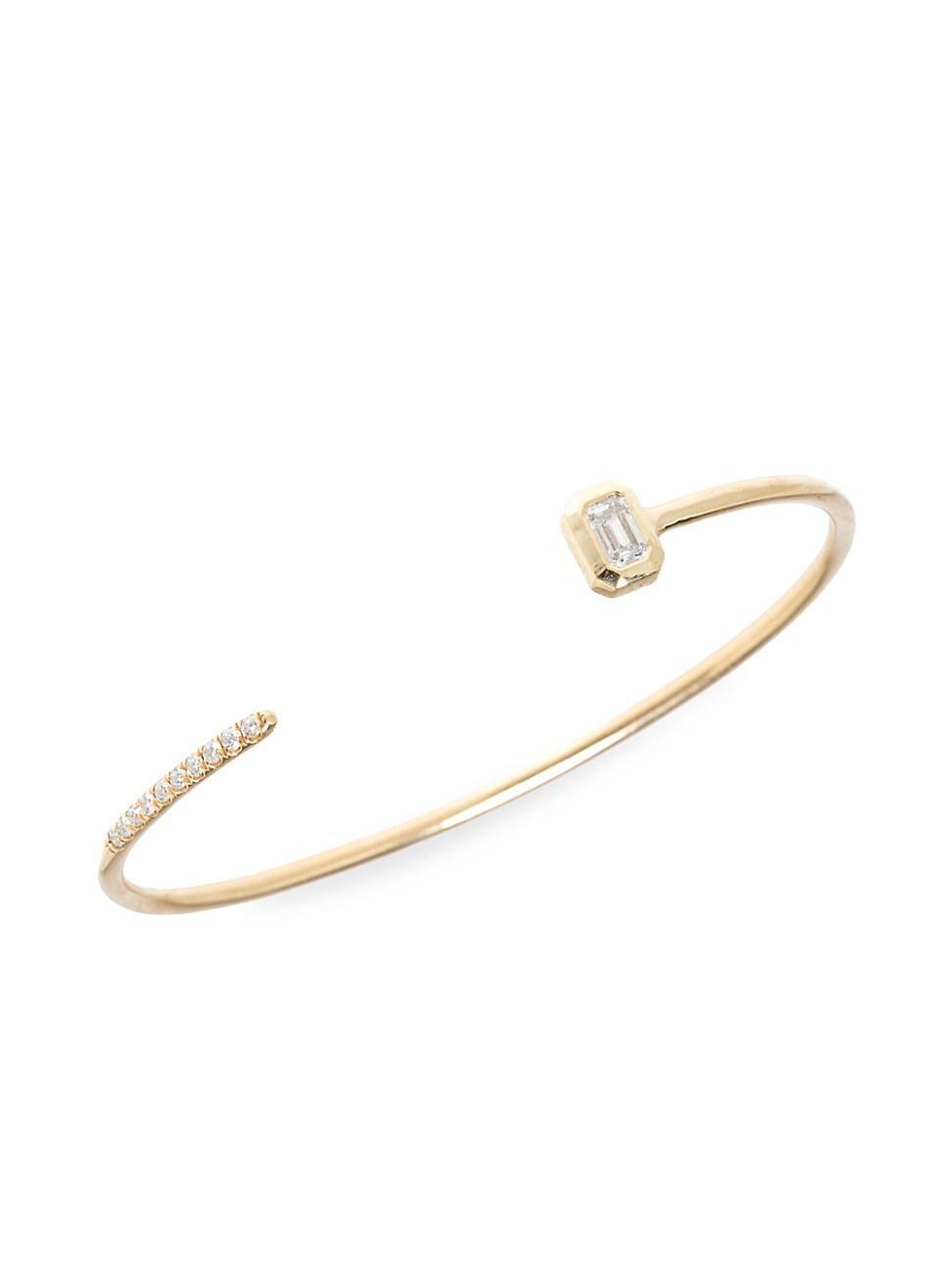 Womens Paris 14K Yellow Gold & Diamond Open Bangle Bracelet Product Image