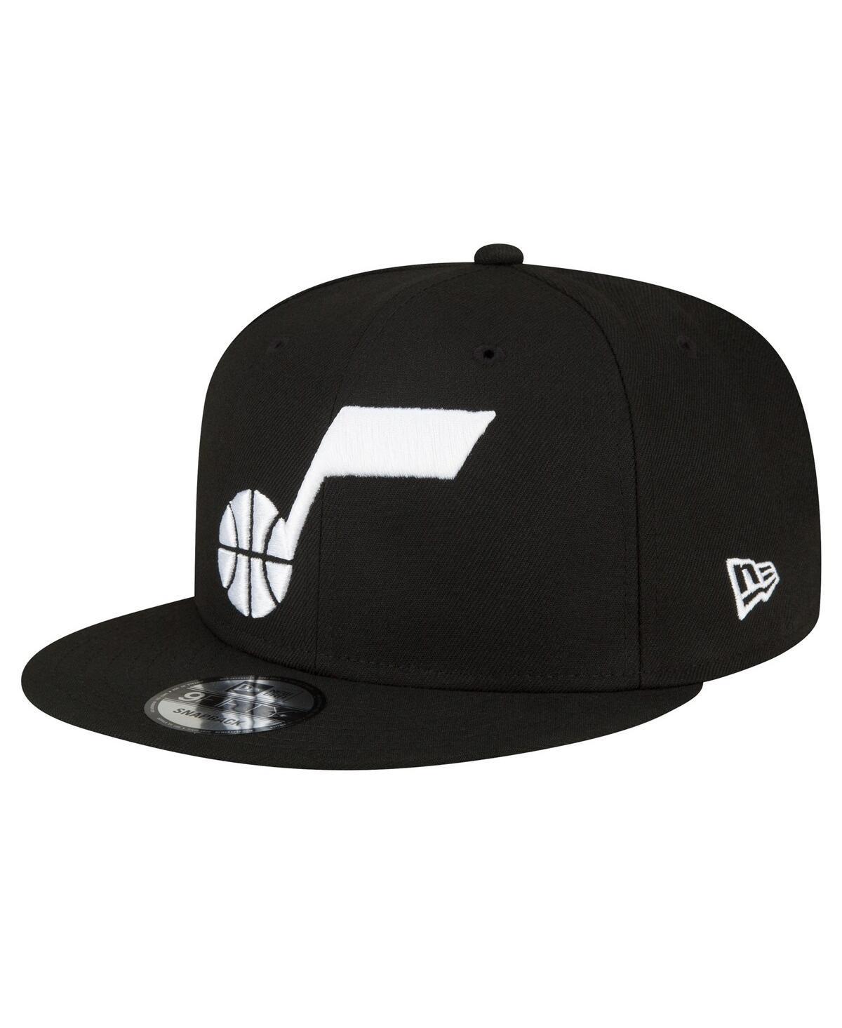 Mens New Era Utah Jazz Black & White 9FIFTY Snapback Hat Product Image