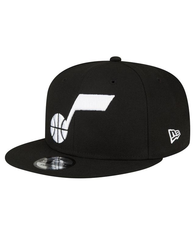 Mens New Era Utah Jazz Black and White 9FIFTY Snapback Hat Product Image