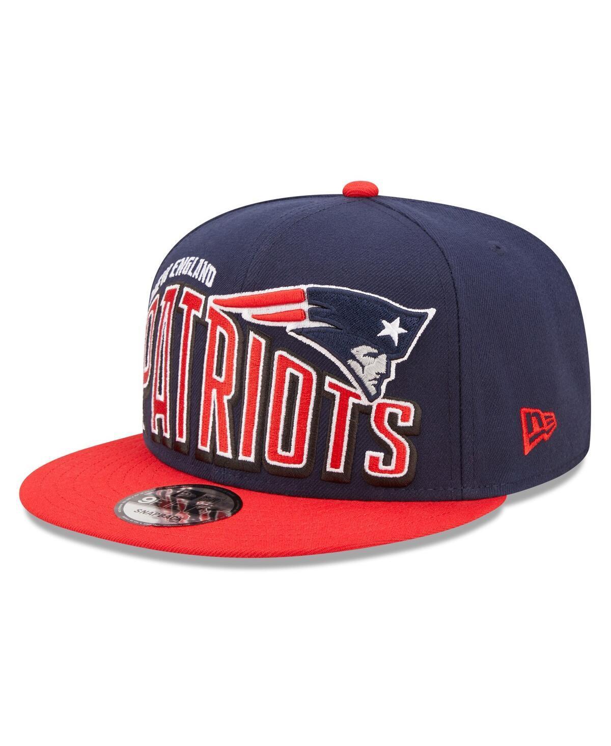 Mens New Era Navy New England Patriots Wordmark Flow 9FIFTY Snapback Hat - Navy Product Image