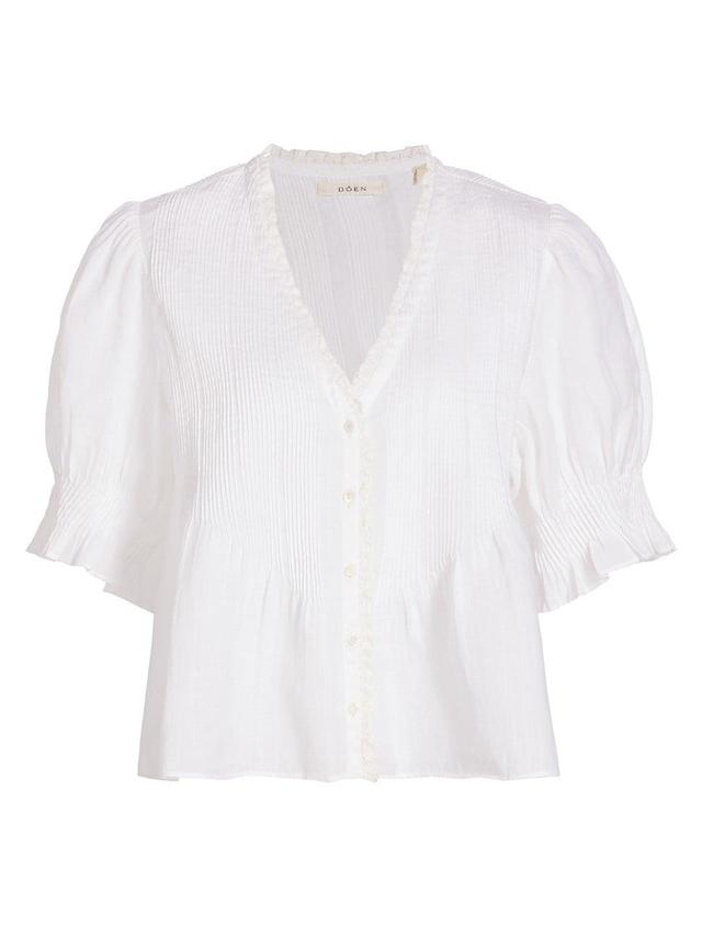 Womens Karlie Pleated Lace-Trim Top Product Image