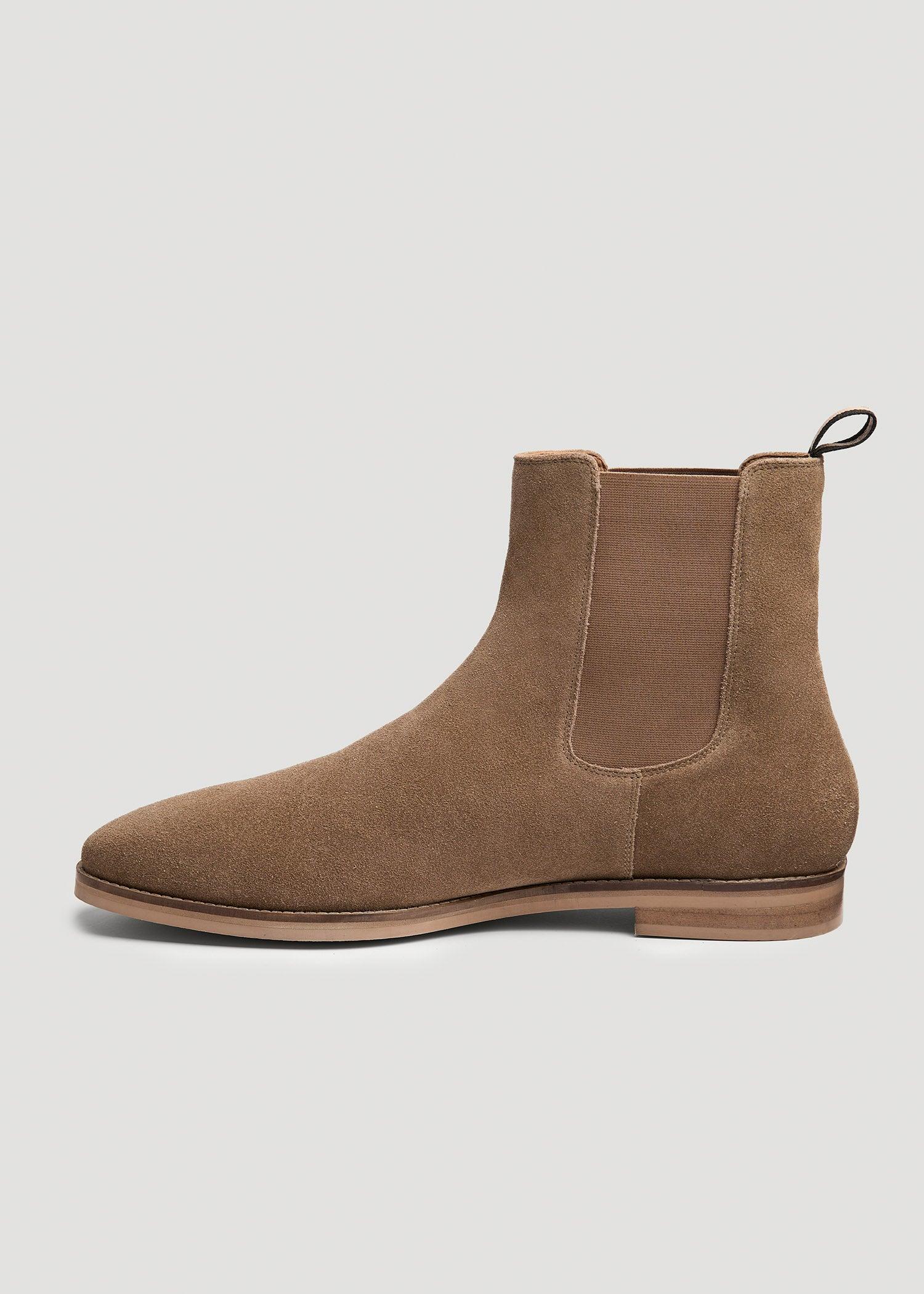 Tall Men's Suede Pull-On Boots in Beige Product Image