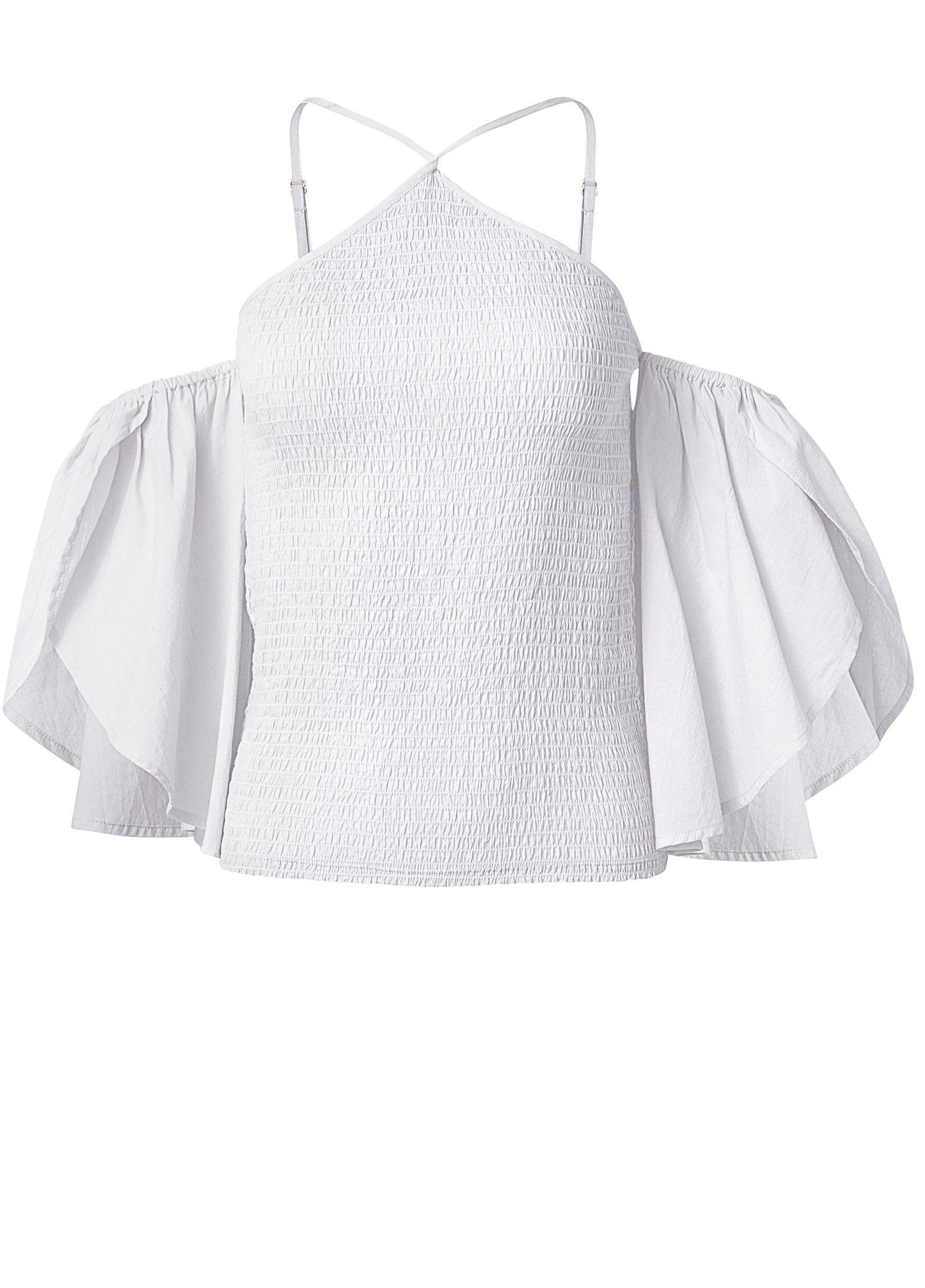 Smocked Fitted Top - White Product Image