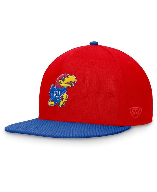 Top of the World Mens Red Kansas Jayhawks Rally Two-Tone Fitted Hat - Red, Royal Product Image