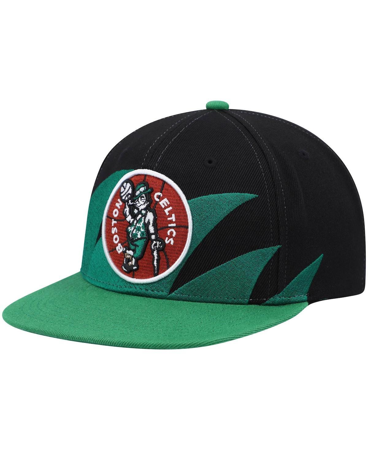 Mens Mitchell & Ness Black and Kelly Green Boston Celtics Hardwood Classics Sharktooth Snapback Hat - Black Product Image