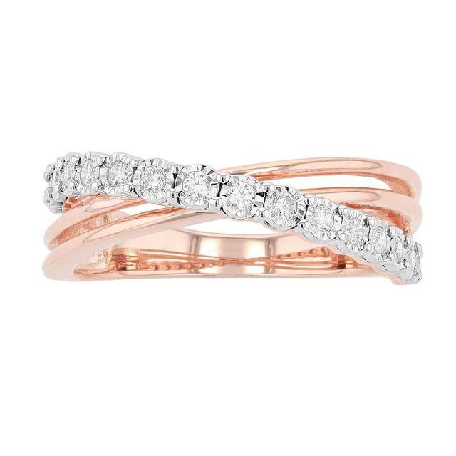 Diamond Brilliance 1/4 Carat T.W. Lab-Created Diamond Bypass Ring, Womens Pink Product Image