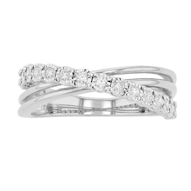 Diamond Brilliance 1/4 Carat T.W. Lab-Created Diamond Bypass Ring, Womens Silver Tone Product Image