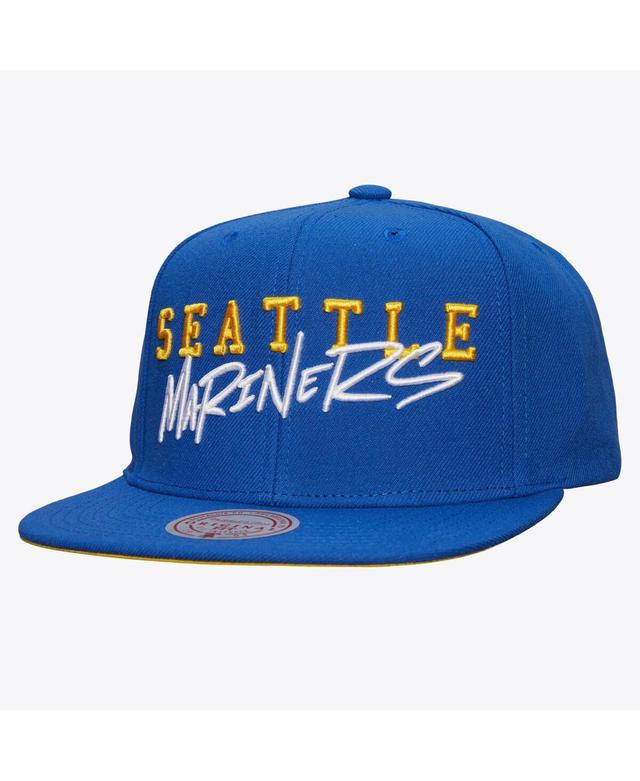 Mitchell & Ness Mens Royal Seattle Mariners Team Tagged Snapback Hat Product Image