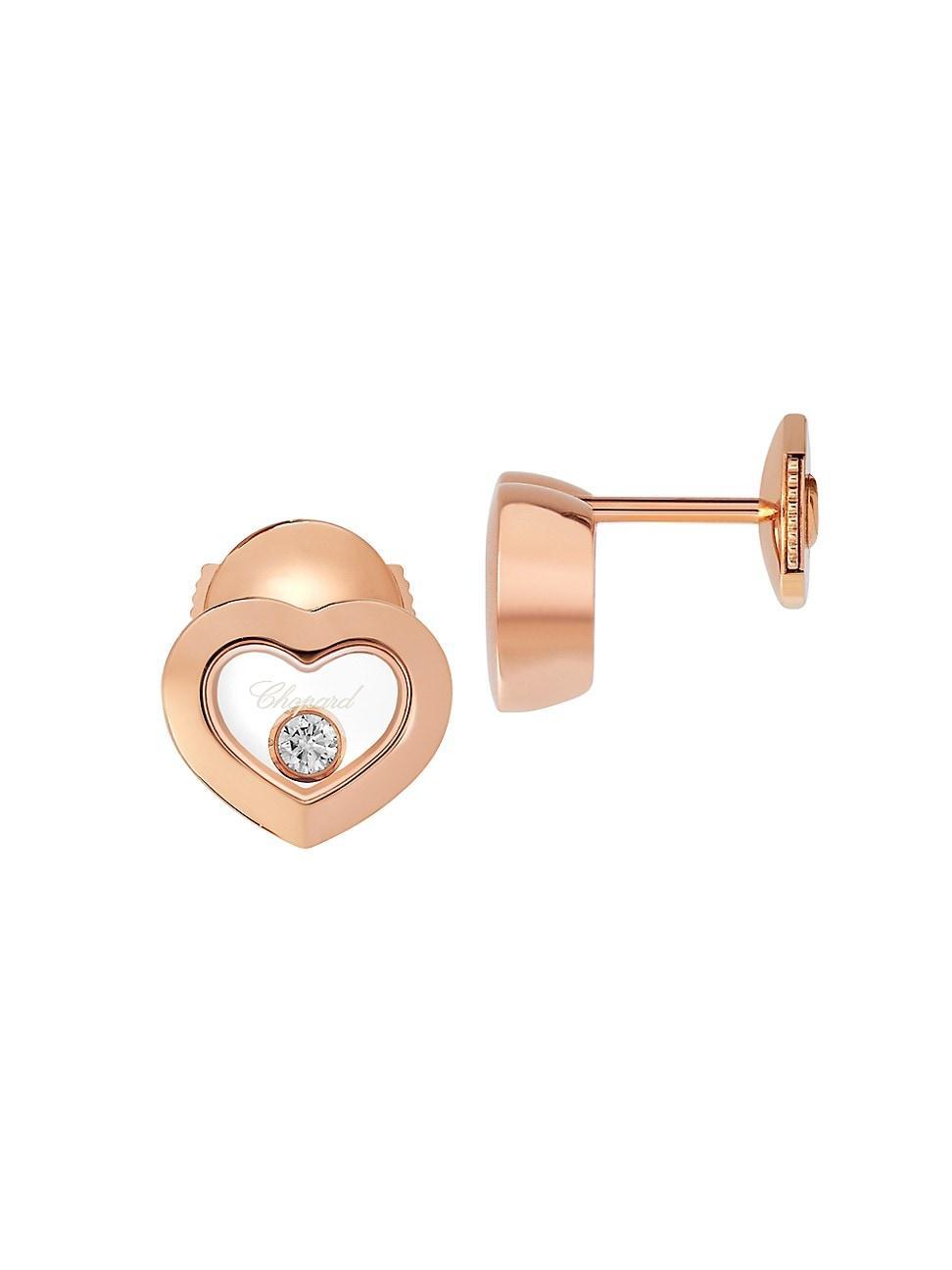 Womens Happy Diamonds 18K Rose Gold & Diamond Stud Earrings - Rose Gold Product Image