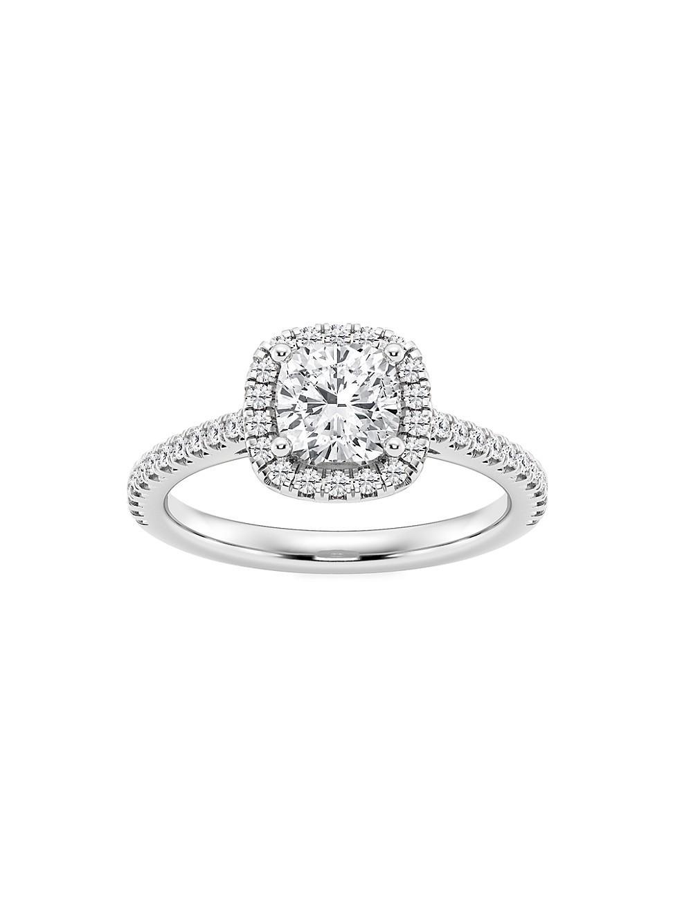 Womens 14K White Gold & Cushion-Cut Lab-Grown Diamond Halo Ring/1.30-3.60 TCW Product Image