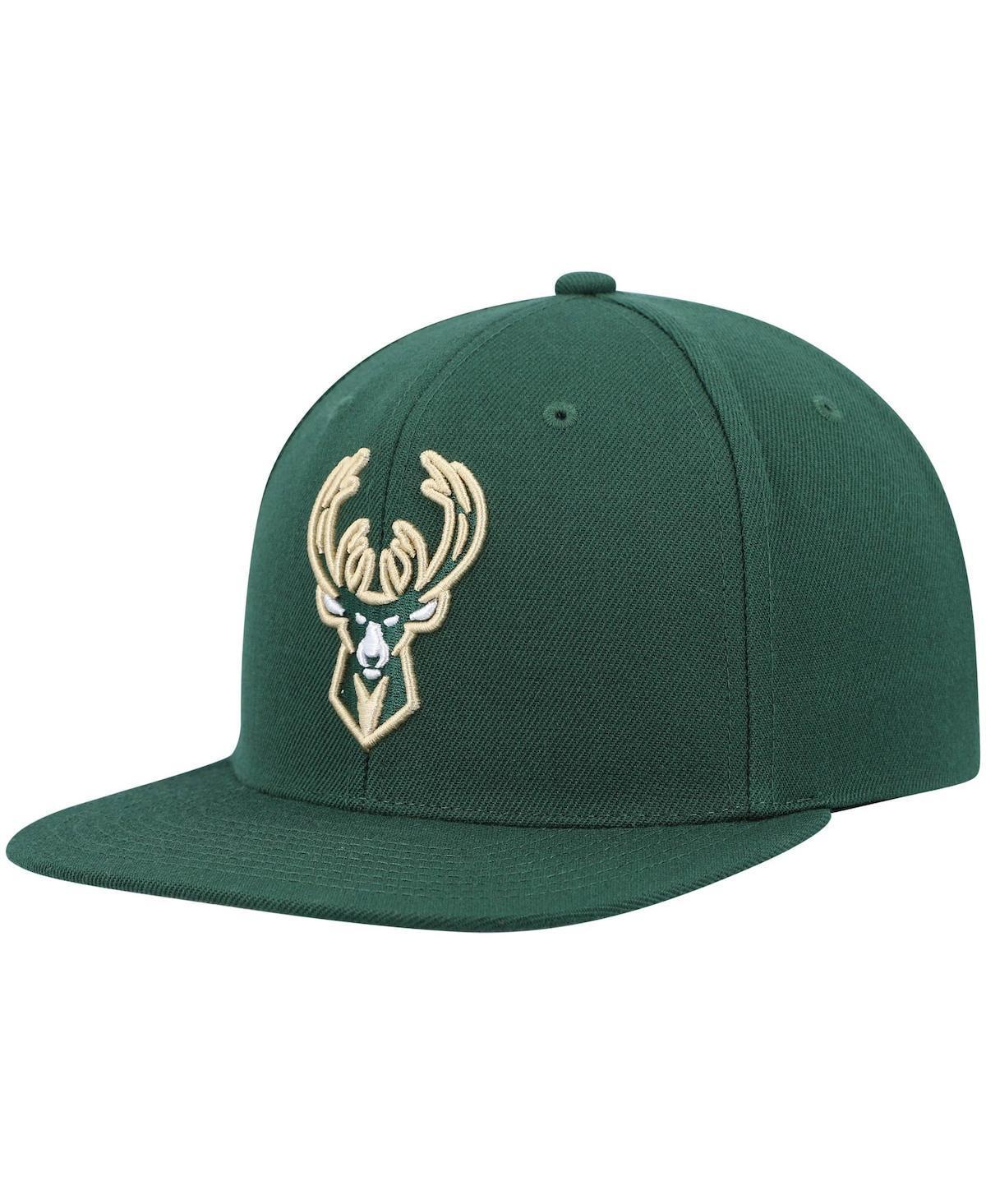 Mens Mitchell & Ness Hunter Green Milwaukee Bucks Ground 2.0 Snapback Hat Product Image