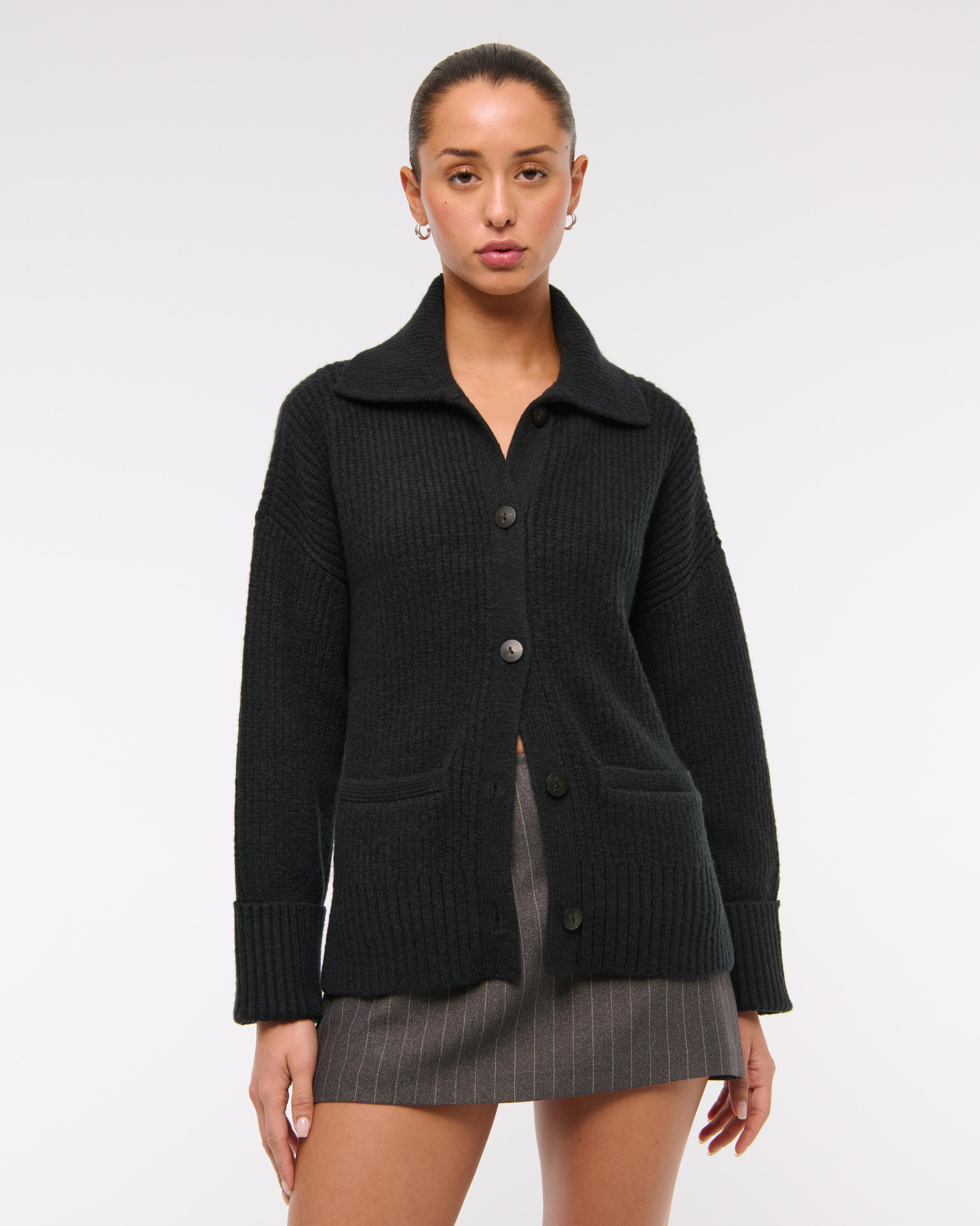 Ribbed Collared Cardigan Product Image