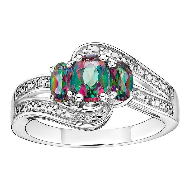 Gemminded Sterling Silver Mystic Topaz & White Topaz Accent Ring, Womens Product Image