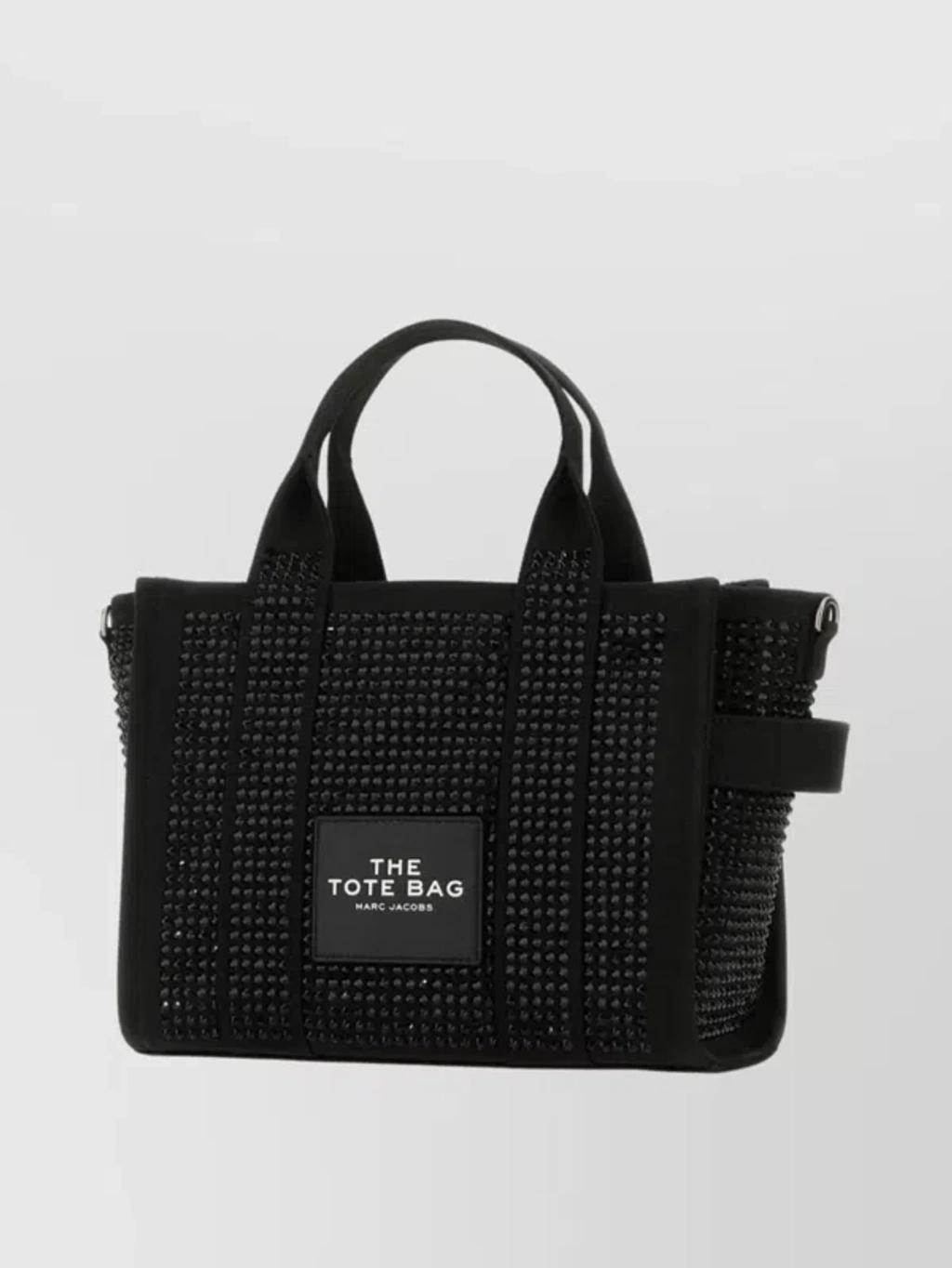 Embellished Canvas Small Tote Bag Handbag In Black Product Image