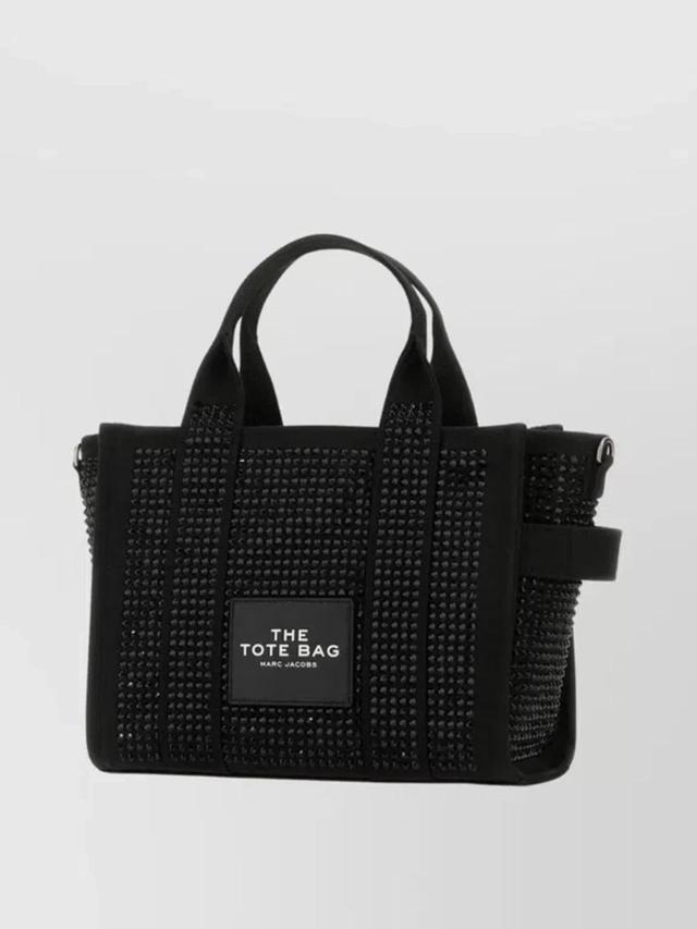 Embellished Canvas Small Tote Bag Handbag In Black Product Image