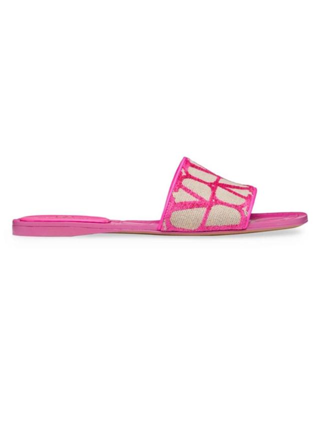 Strappy Iconographe Canvas Slippers In Pink White Product Image