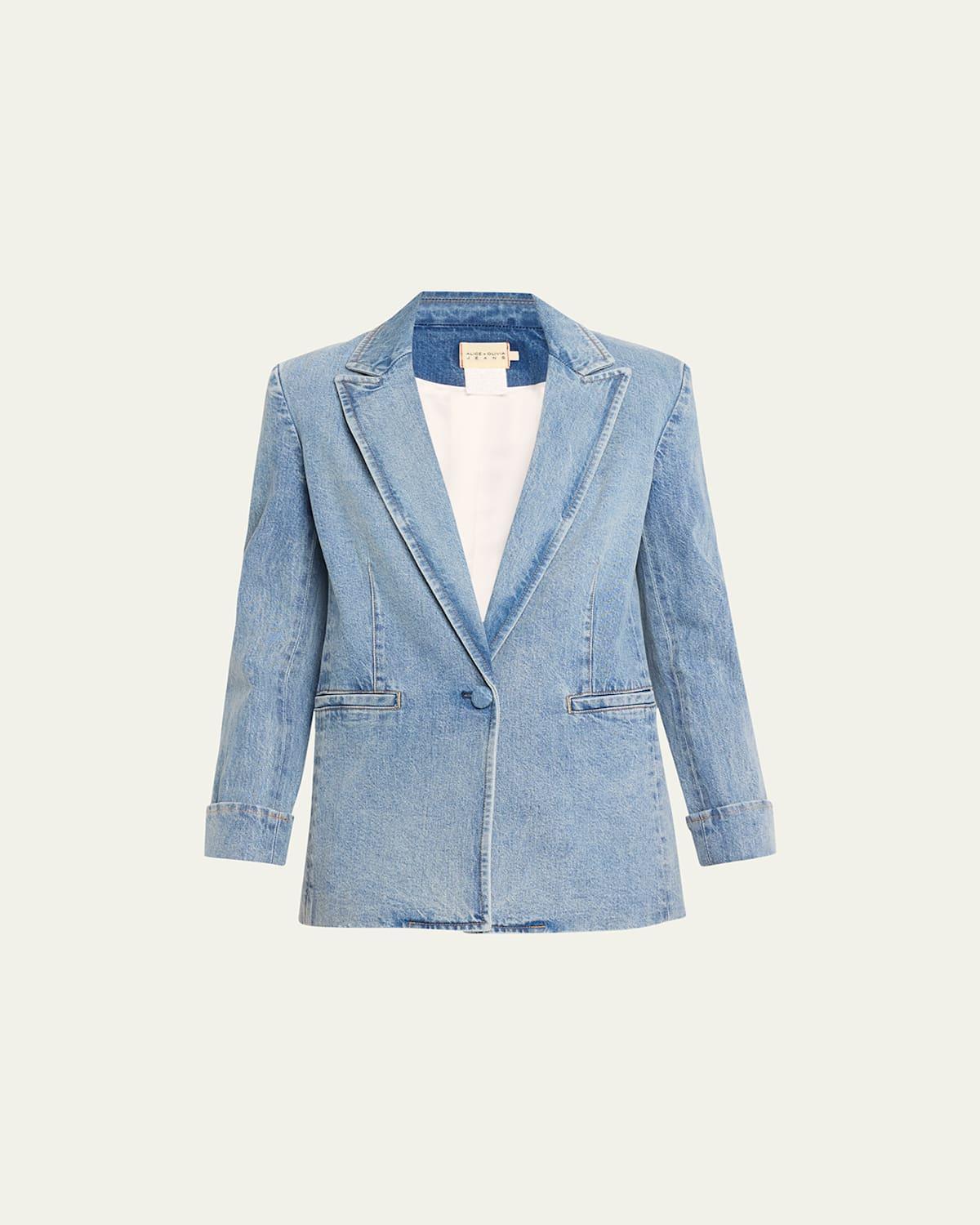 Alice + Olivia Justine Roll Cuff Denim Blazer Product Image