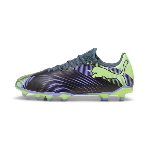 PUMA FUTURE 7 PLAY Firm Ground/Artificial Ground Men's Soccer Cleats Shoes in Grey Skies/Elektro Purple/Fizzy Apple Product Image