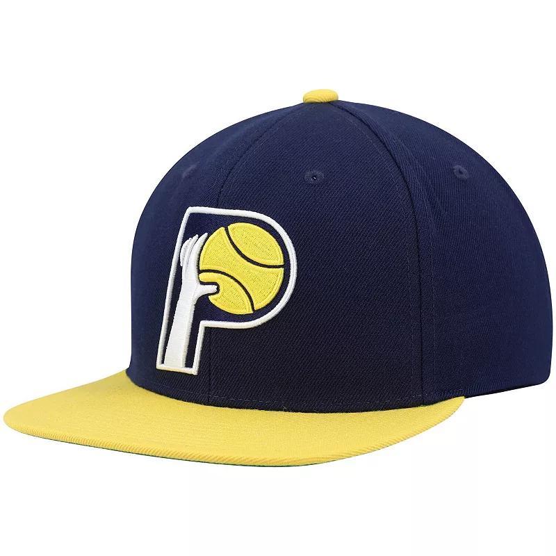 Mens Mitchell & Ness Navy and Gold Indiana Pacers Hardwood Classics Team Two-Tone 2.0 Snapback Hat - Navy Product Image