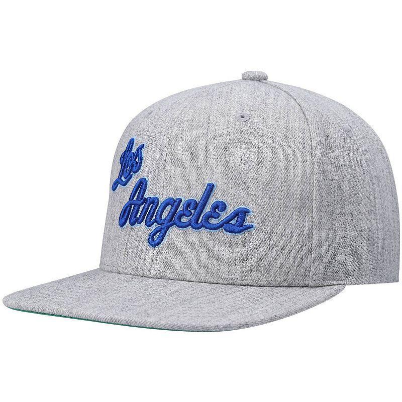 Mens Mitchell & Ness Heathered Gray Los Angeles Lakers Hardwood Classics Team 2.0 Snapback Hat Product Image