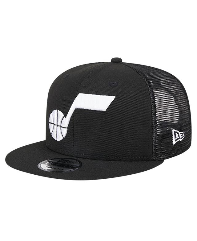 Mens New Era Black Utah Jazz Evergreen 9FIFTY Trucker Snapback Hat Product Image