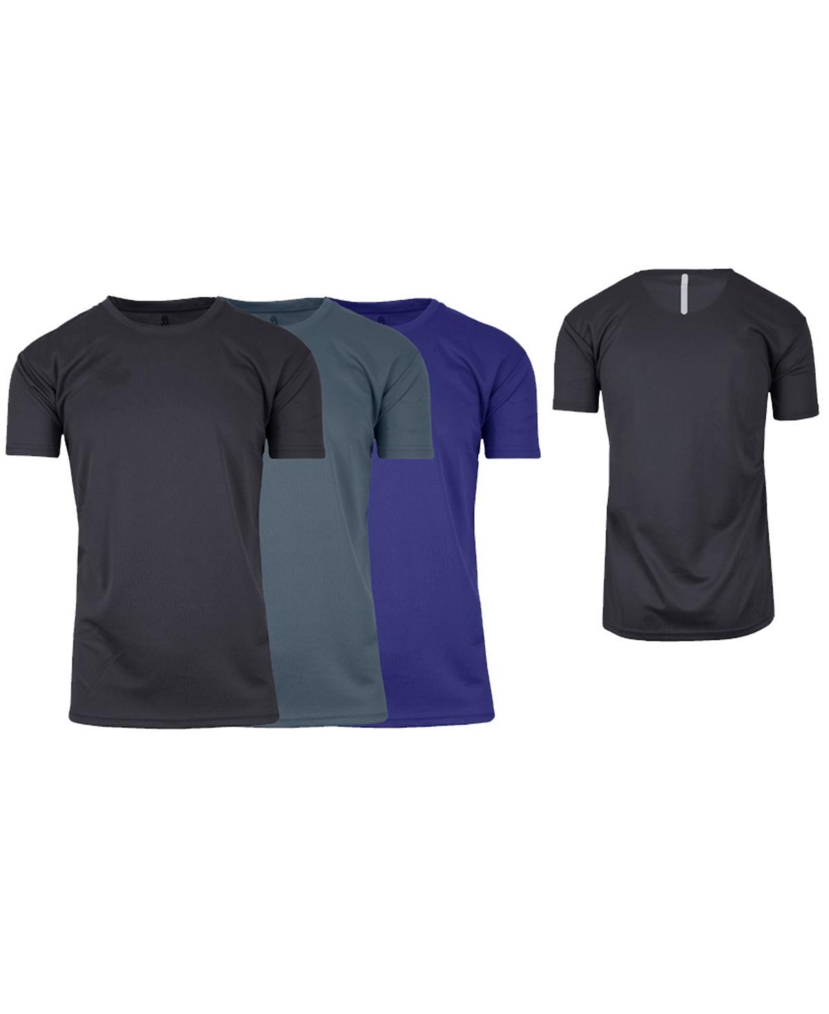 Galaxy By Harvic Mens Short Sleeve Moisture-Wicking Quick Dry Performance Tee, Pack of 3 - Navy/Red Product Image