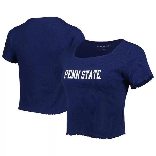 Womens Penn State Nittany Lions Baby Rib Lettuce-Edge Trim T-Shirt Blue Product Image