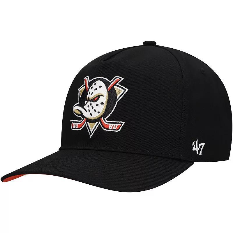 Mens 47 Black Anaheim Ducks Core Logo Hitch Adjustable Hat Product Image