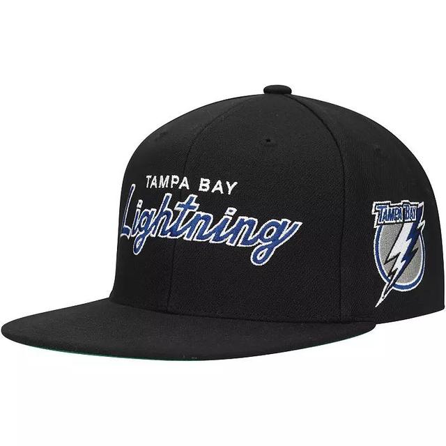 Mens Mitchell & Ness Black Tampa Bay Lightning Core Team Script 2.0 Snapback Hat Product Image