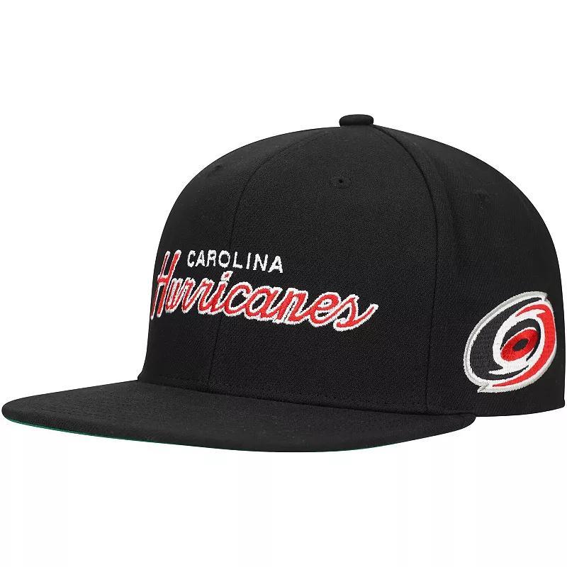 Mens Mitchell & Ness Black Carolina Hurricanes Core Team Script 2.0 Snapback Hat Product Image