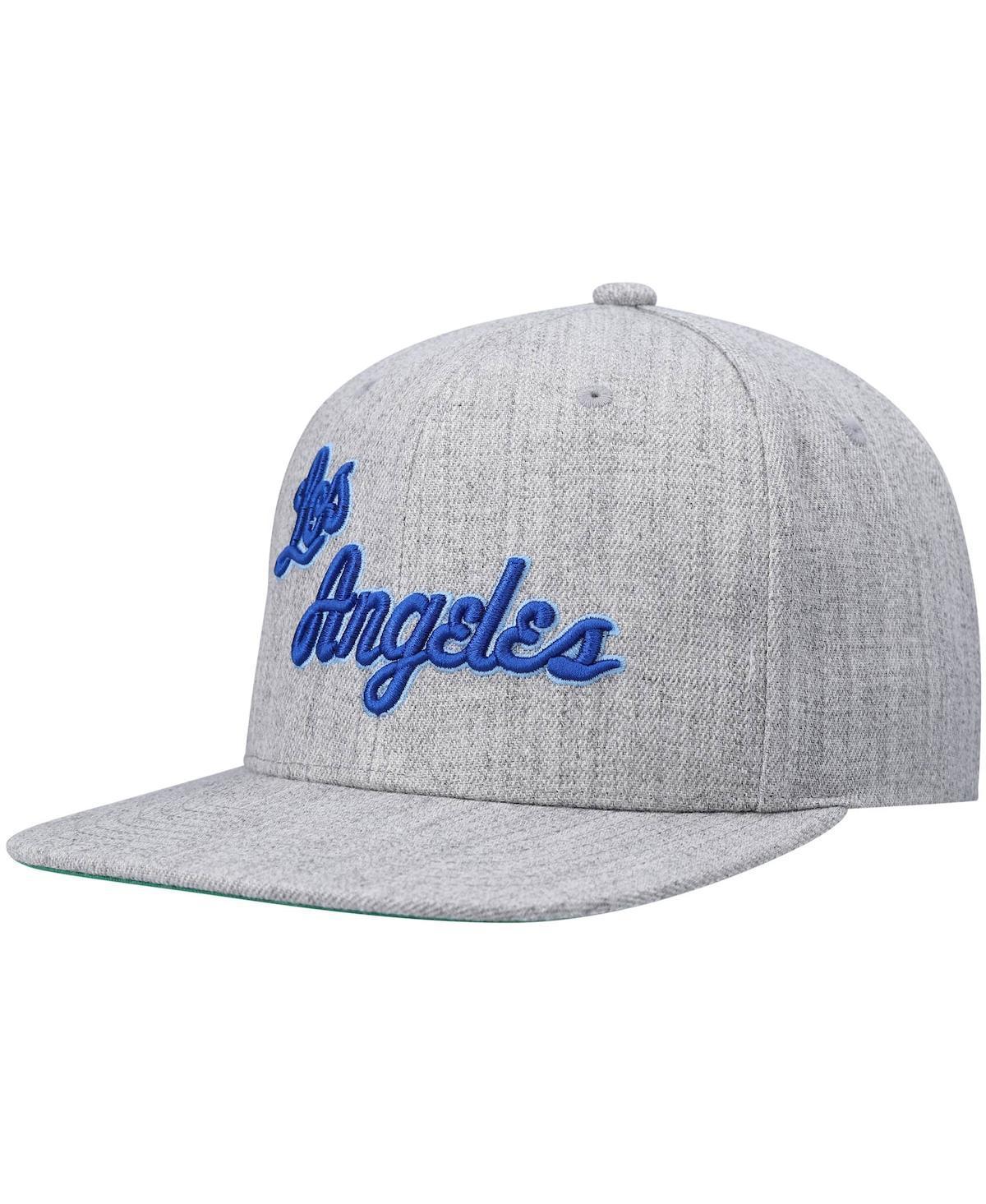 Mens Mitchell & Ness Heathered Gray Los Angeles Lakers Hardwood Classics Team 2.0 Snapback Hat Product Image