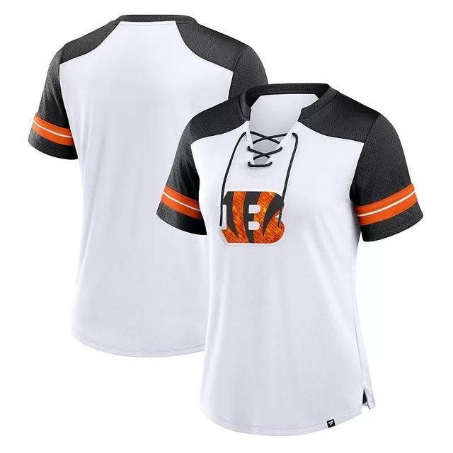 Womens Fanatics /Black Cincinnati Bengals Foiled Primary Lace-Up T-Shirt Product Image