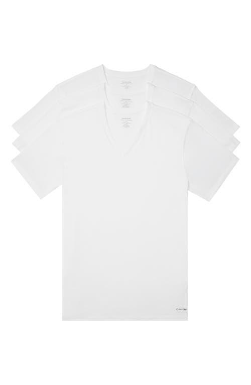 Calvin Klein Mens 3-Pack Cotton Classics Short-Sleeve V-Neck Undershirts Product Image