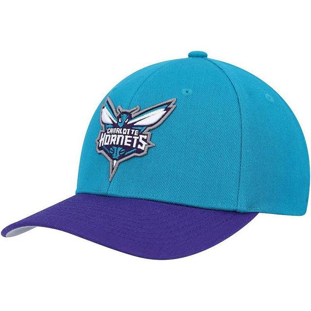 Mens Mitchell & Ness Teal/Purple Charlotte Hornets MVP Team Two-Tone 2.0 Stretch-Snapback Hat Product Image