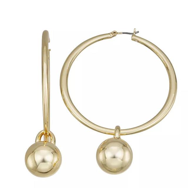 Womens Nine West Gold Tone Pendant Hoop Drop Click It Earrings Product Image