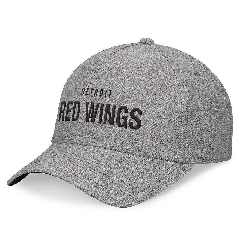 Mens Fanatics Heather Gray Detroit Red Wings Elements A-Frame Leather Strapback Hat Product Image