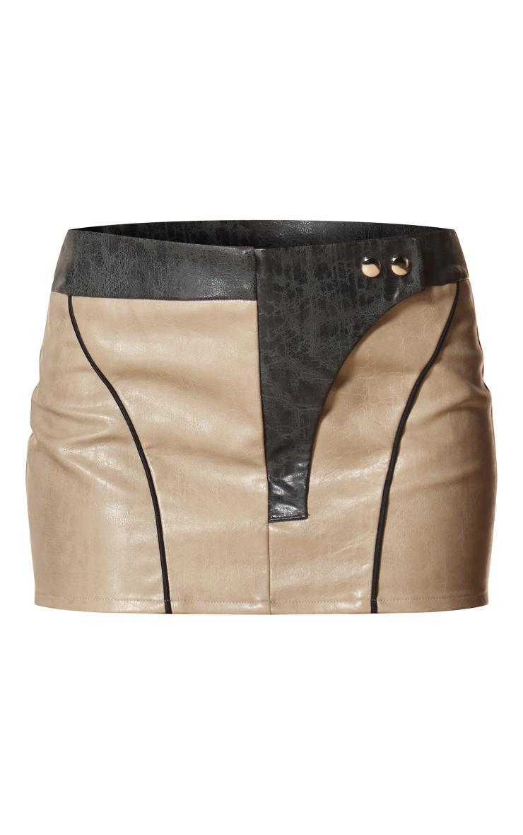 PLT Label Black Contrast Panel Detail Faux Leather Micro Mini Skirt Product Image