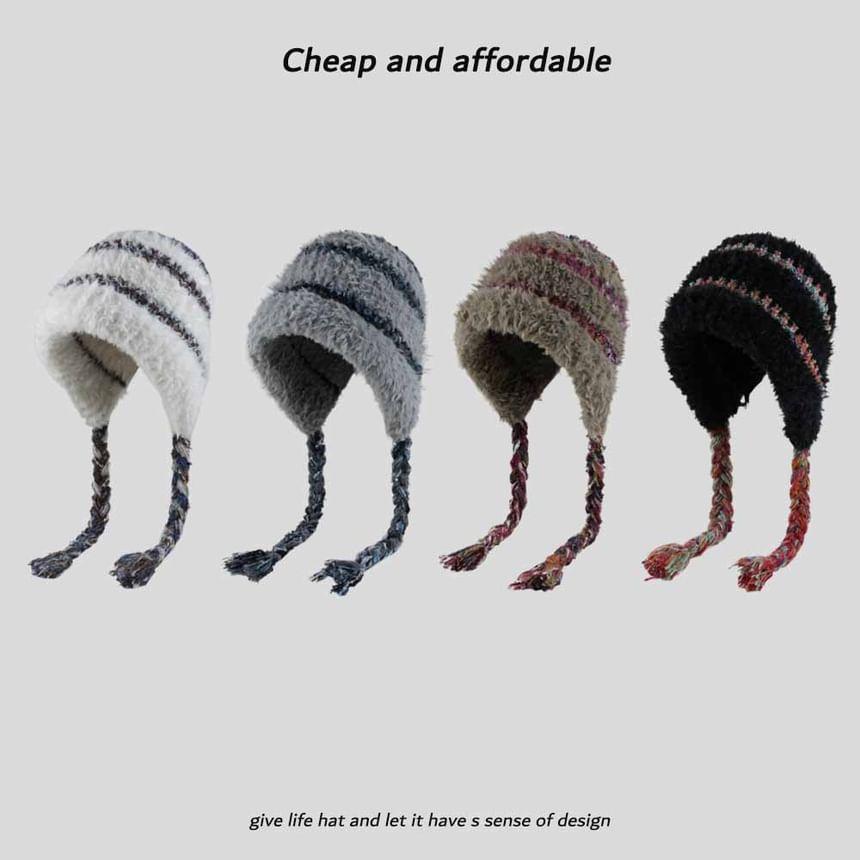 Striped Knit Trapper Hat Product Image