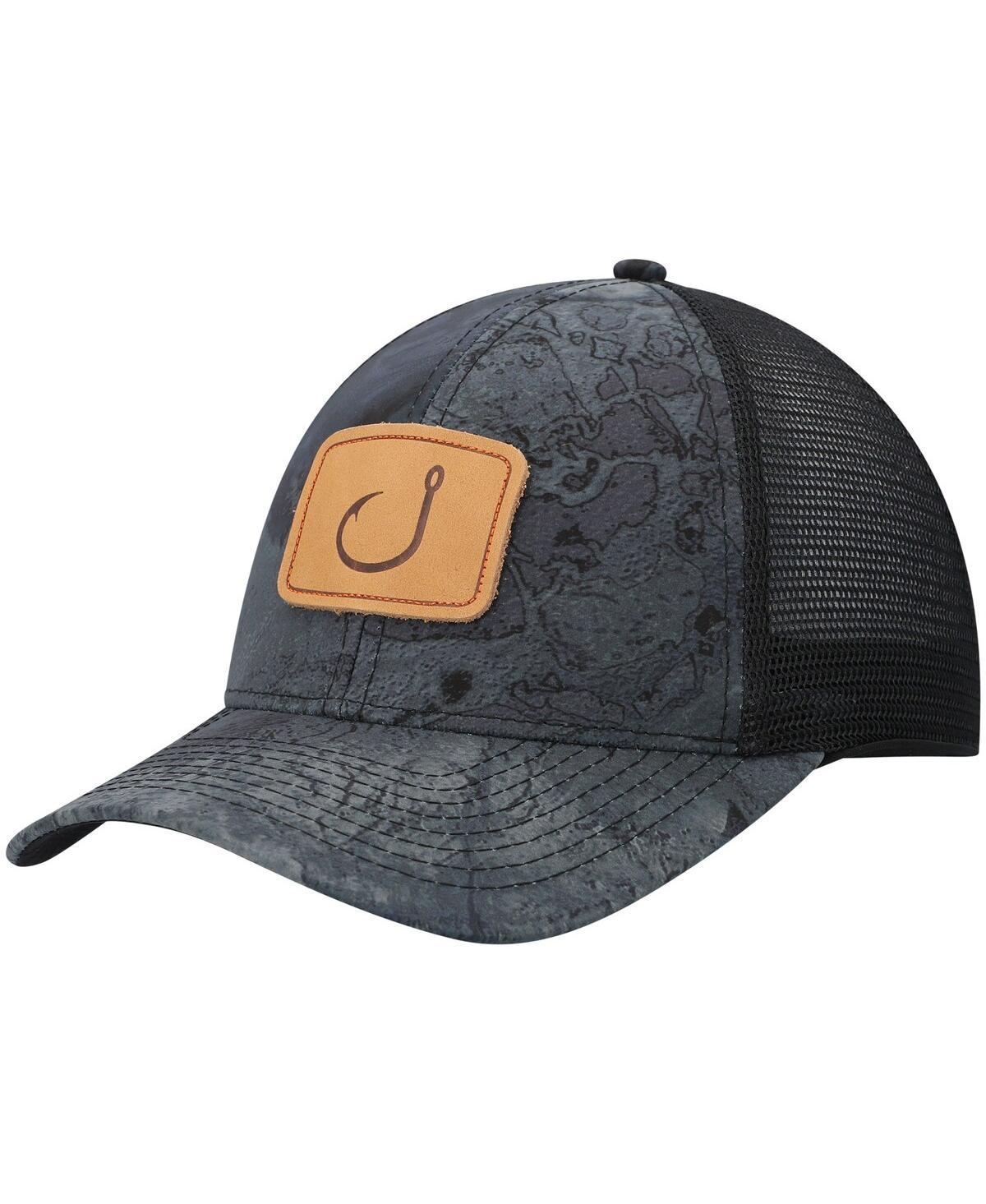 Mens Avid Black Fish Camp Trucker AVIDry Snapback Hat Product Image