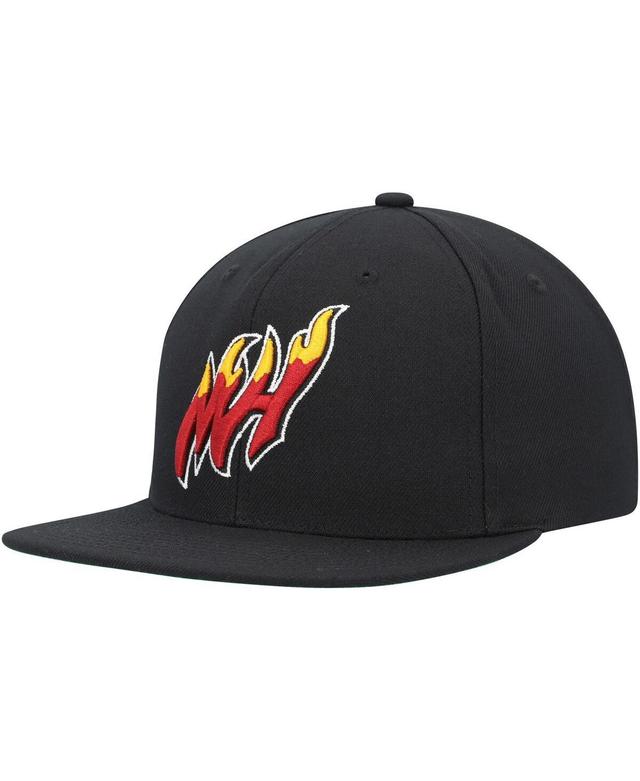 Mens Mitchell & Ness Black Miami Heat Hardwood Classics Essentials Tonal Basic Snapback Hat Product Image